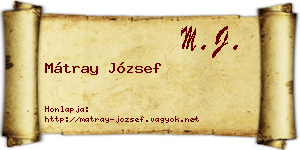 Mátray József névjegykártya